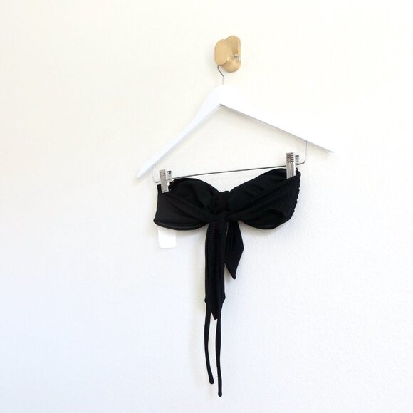 NEW! Kenny Flowers THE Mykonos Soft Eco Luxe Ribbed Bandeau Bikini Top Black S L - Picture 5 of 6
